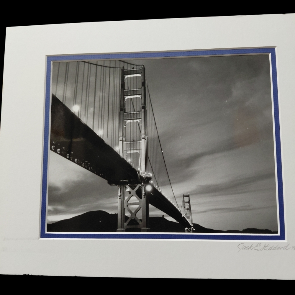 SF Golden Gate Bridge Black And White Photo By Jack E. Stiddard 8x10/11x14 Mat